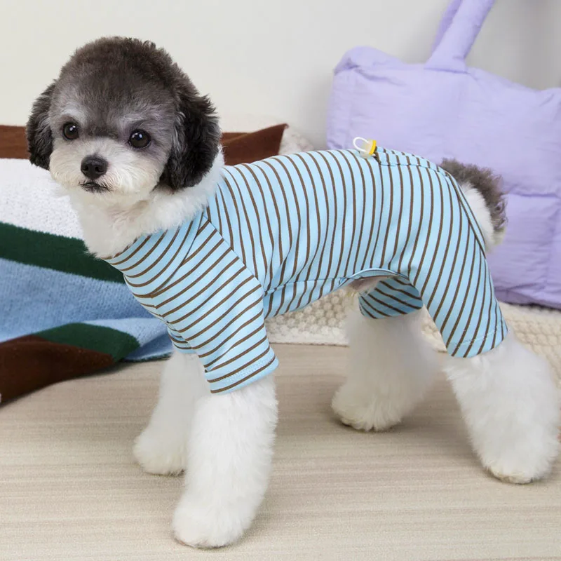 Pijamas de tiras monos de invierno azul marrón ropa para mascotas para perros pequeños medianos Shih Tzu Yorkie cachorro mono mono disfraces XXL - imagen 5