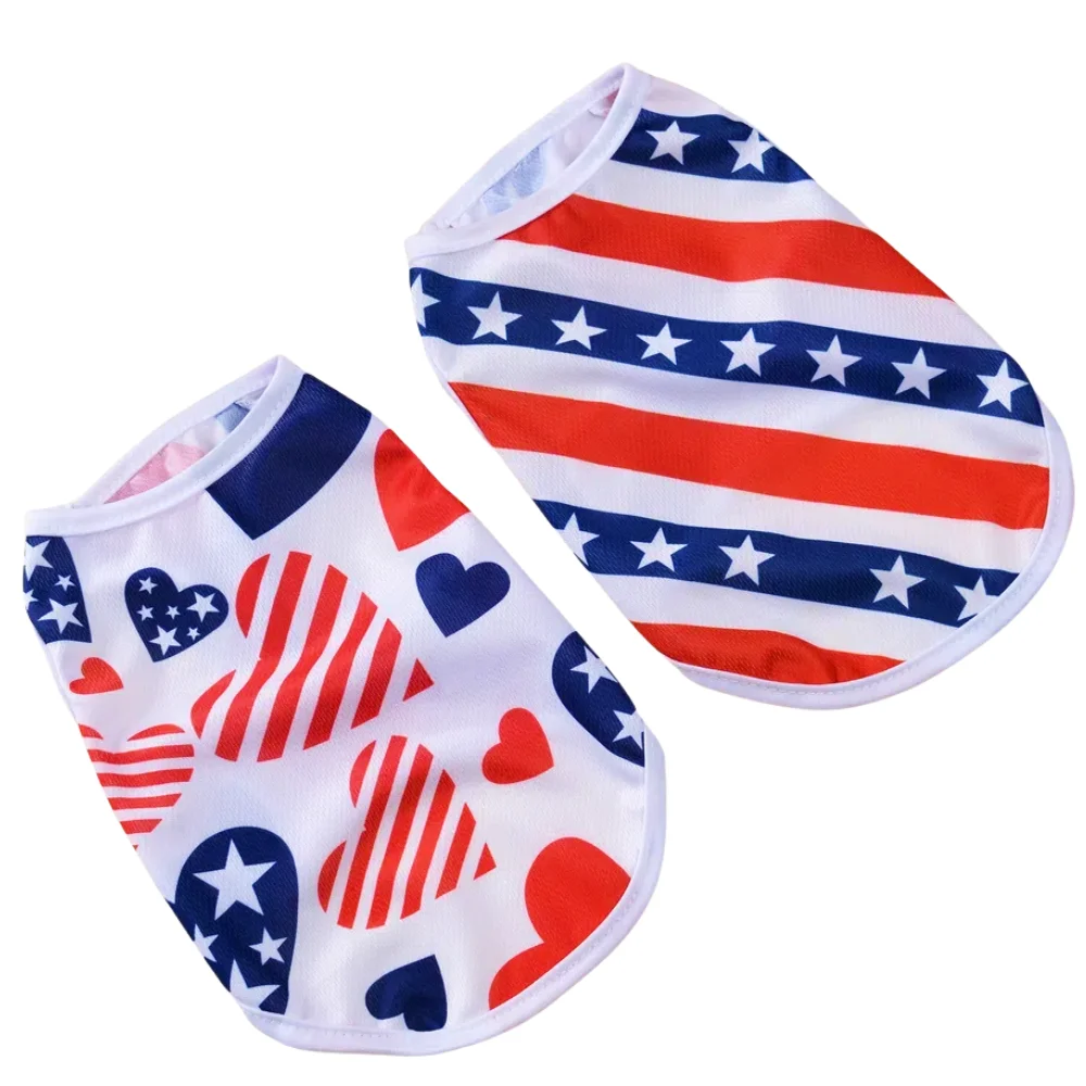Ropa para perros pequeños y medianos Día de la independencia 4 de julio Chaleco suave para cachorros Camiseta transpirable para gatos Ropa fresca para mascotas Bulldog - imagen 3