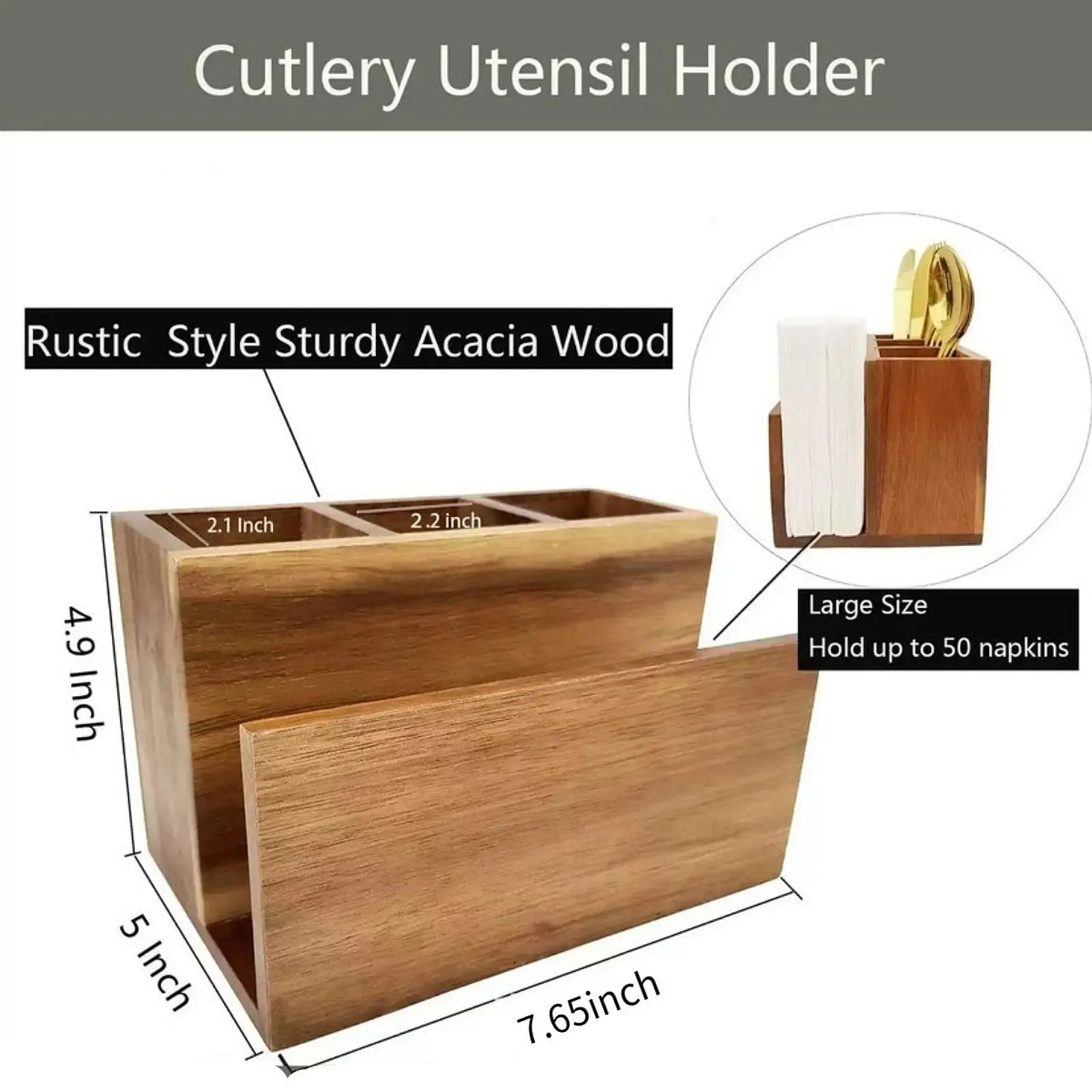 Caja organizadora cubiertos cocina con porta servilletas para encimera - imagen 4