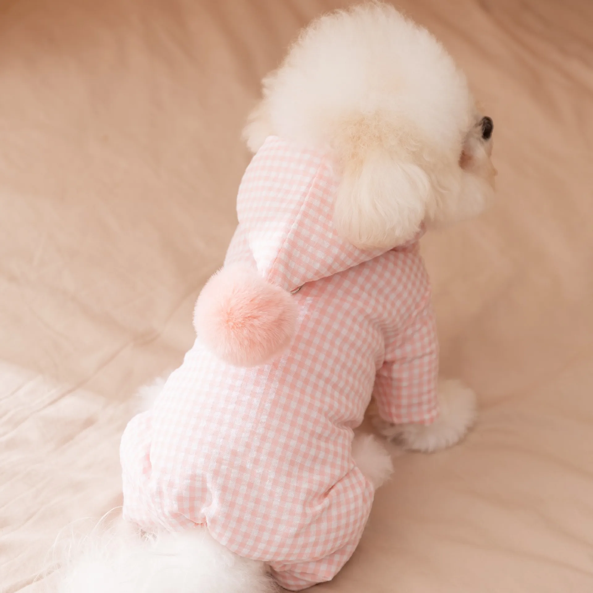 Mono de cuatro patas para otoño e invierno para mascotas - Abrigo peludo |   Pijamas navideños para perros y cachorros pequeños - imagen 4