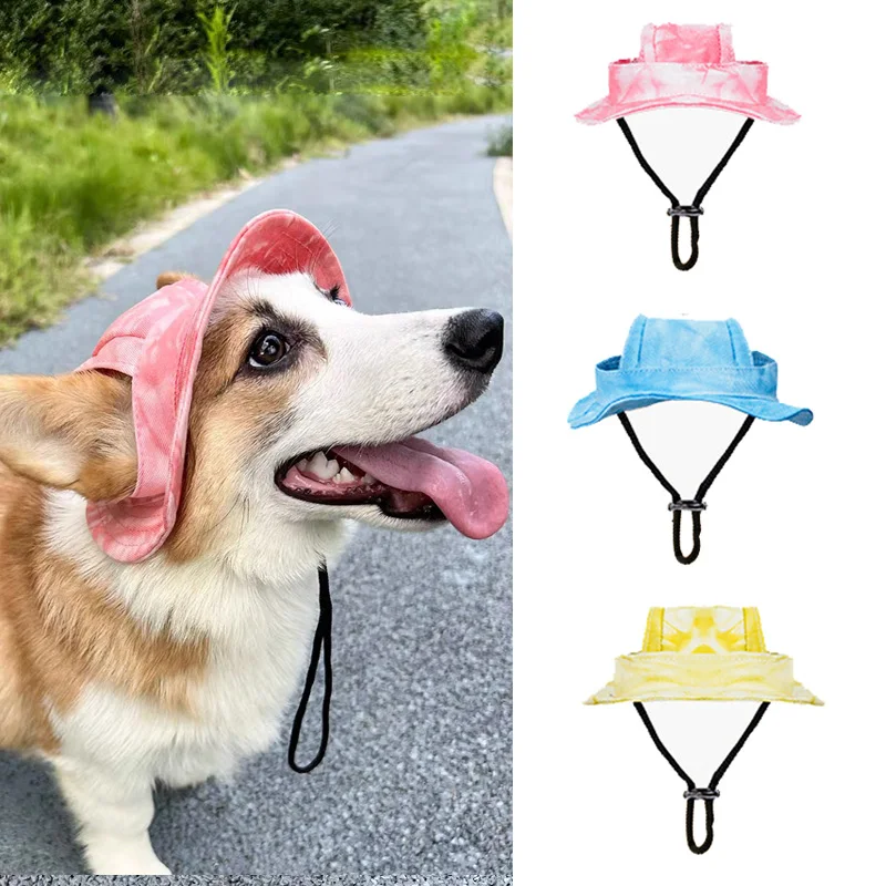Sombrero para mascotas con orificios para las orejas, béisbol ajustable para perros medianos y pequeños, tinte de verano para gatos, gorra para el sol, suministros para sombreros al aire libre para mascotas - imagen 3
