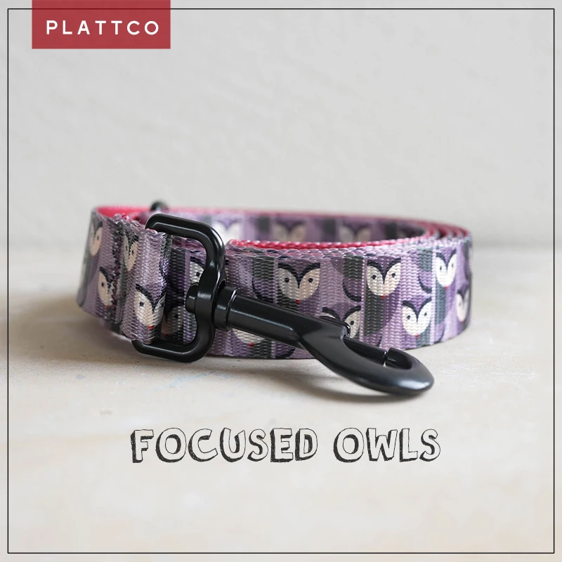 PLATTCo Correa de perro personalizada FOCUSED OWLS para perros pequeños, medianos y grandes, accesorios, producto para mascotas, pitbull, 5 tamaños PDL316