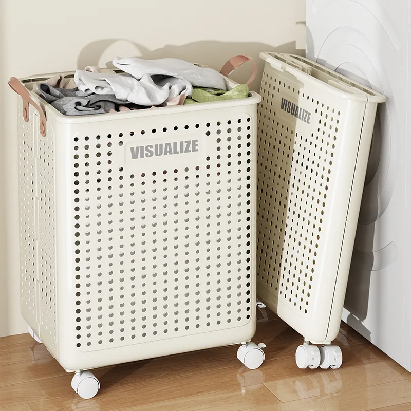 Cesto de ropa plegable con ruedas – Organizador portátil