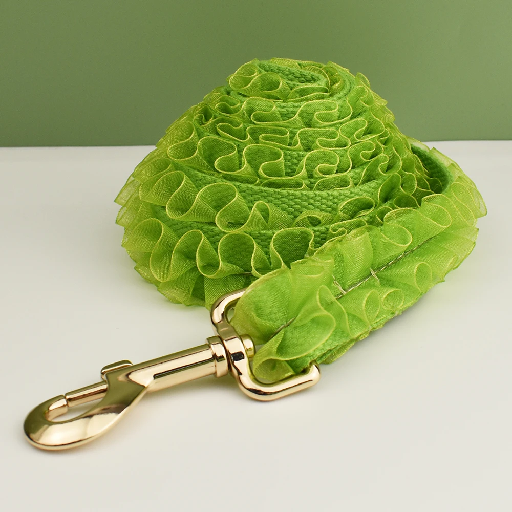 Collar de perro de encaje verde grabado personalizado, arnés de boda personalizado para mascotas, accesorios de lujo para perros, placa con nombre de encaje 09 - imagen 5