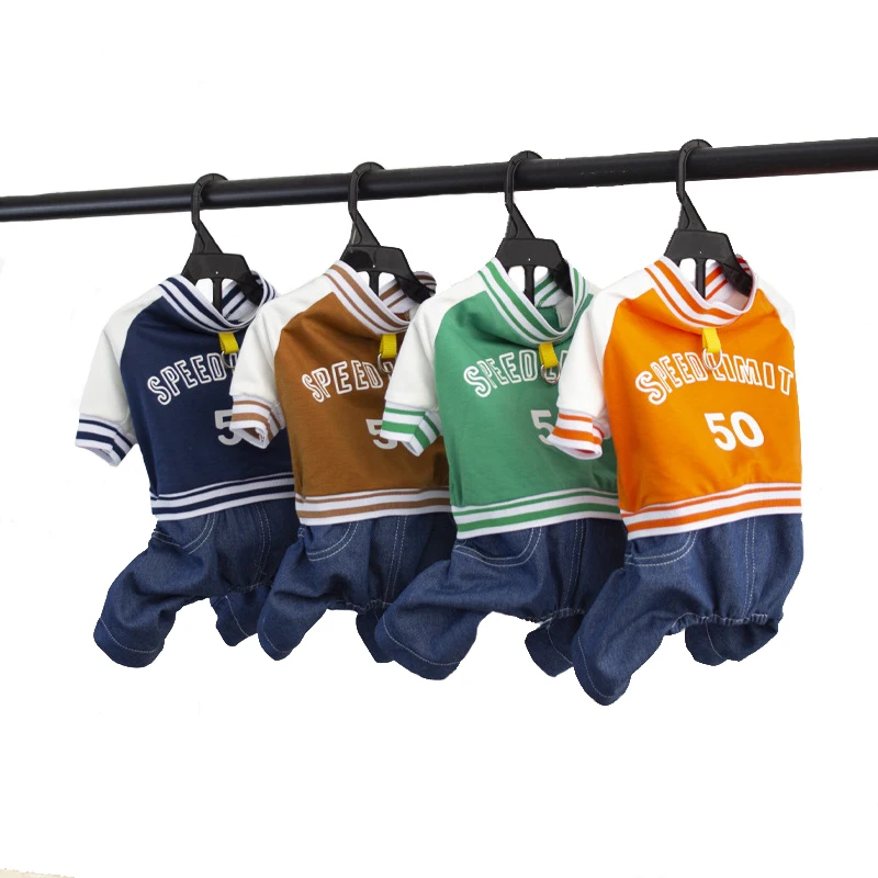 Chaqueta de mono para perros con pantalones vaqueros, mono, trajes de una pieza de 4 patas para primavera/otoño, ropa para mascotas para perros pequeños y medianos - imagen 2