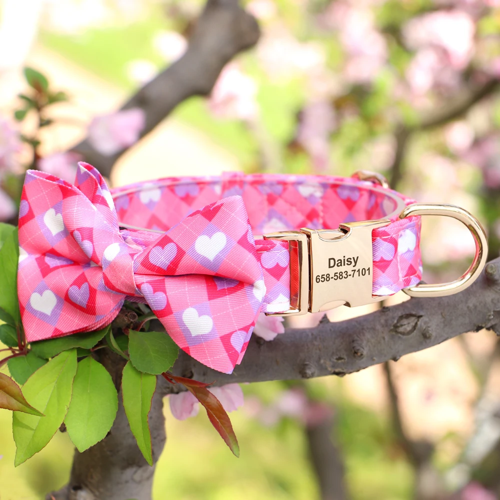 Collar personalizado para perros con flores y pajarita - imagen 3