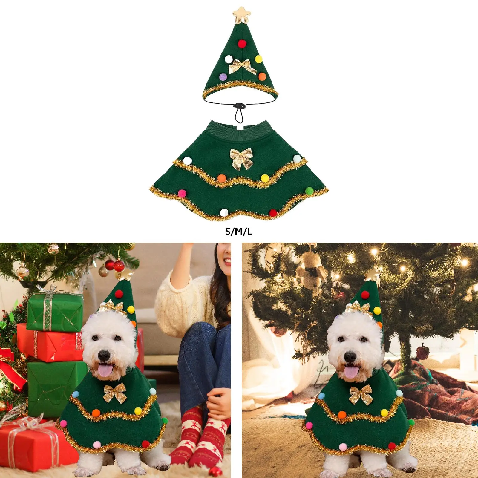 Disfraz navideño para perro, sombrero con capa, accesorios de Cosplay para cachorro, traje para gato, ropa para mascotas para viaje en el parque, niño y niña, Año Nuevo - imagen 2