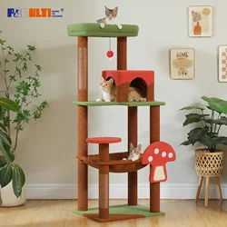 Torre para gatos seta marrón ajustable con percha y hamaca gigante
