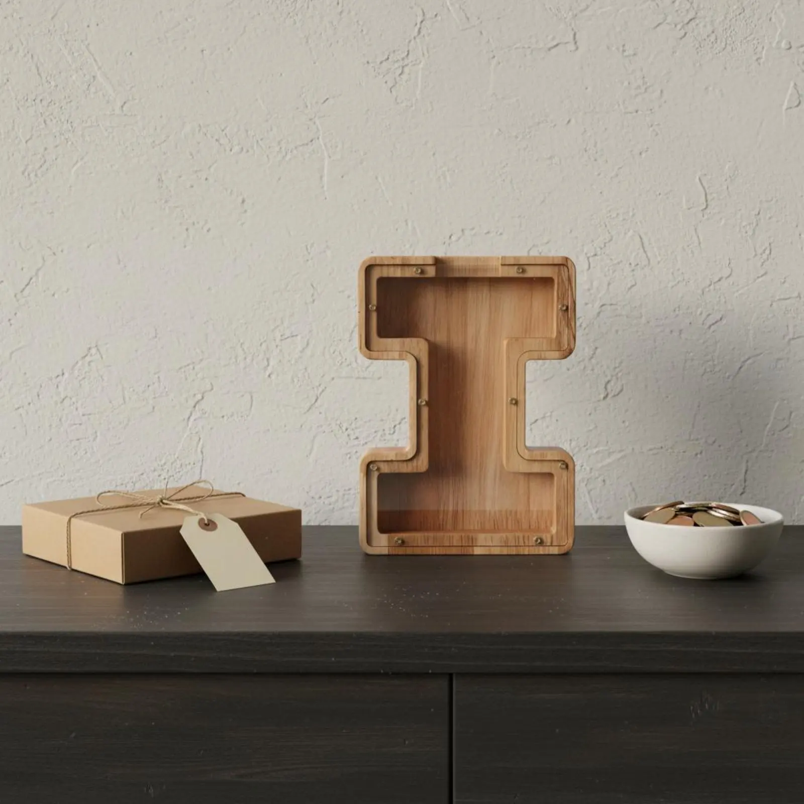Hucha madera alfabeto decorativa para hogar amante de gatos original - imagen 5