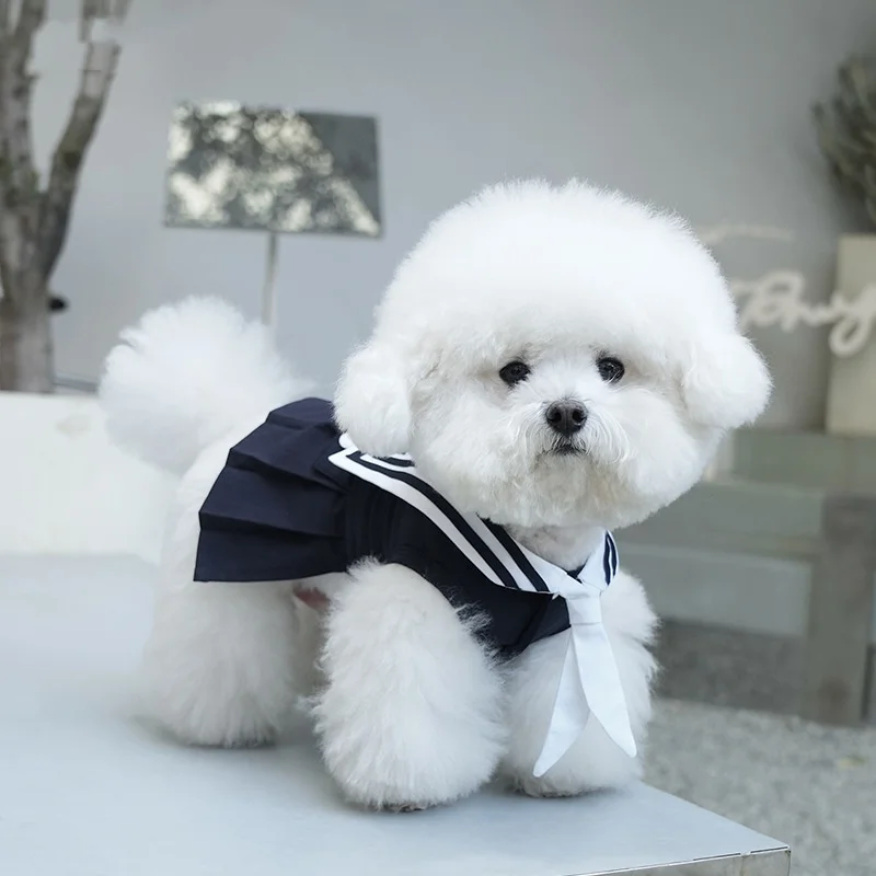Ropa de verano para perros, traje de marinero, bonito vestido de marinero para Bichon Frises y Schnauzers, ropa ligera y transpirable para perros - imagen 3