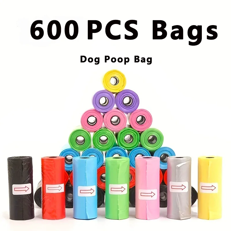 600 Uds. Bolsas para excrementos de perros, bolsas para excrementos de mascotas, bolsas desechables para residuos de perros, bolsas para excrementos a granel, bolsas para residuos de perros a prueba de fugas para suministros para mascotas