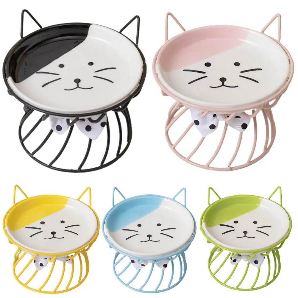 Cuenco elevado para gatos, cuenco para mascotas con capacidad elevada, cuenco de comida para gatos con plato de cerámica antivómitos, soporte de Metal, bigotes para mascotas - imagen 4