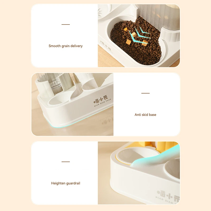 HOOPET-cuenco para gatos, cuenco doble para comida, alimentador de agua automático, cuenco para beber todo en uno para perros y gatos, comida para gatos, cuenco para perros, suministros para mascotas - imagen 4