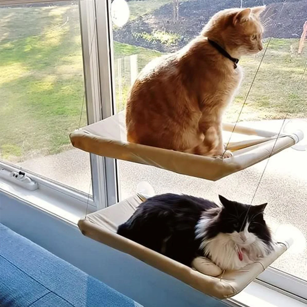 Hamaca plegable para ventana de gato, cama montada en la pared con 4 ventosas fuertes, tela desmontable lavable, Ideal para dormir con gatos - imagen 5