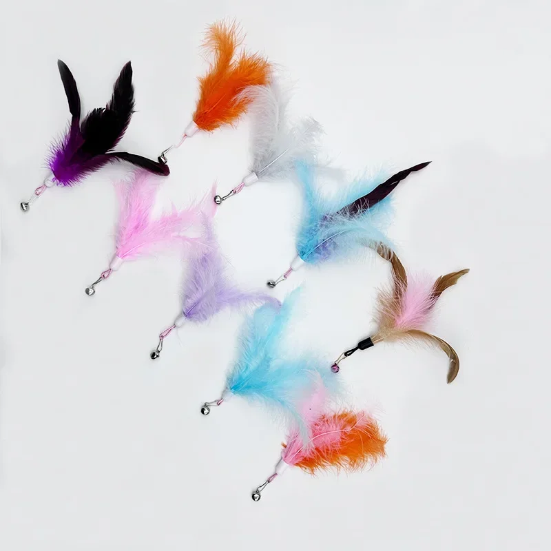 Nuevo palo de peluche para mascotas, campana de plumas, cabezal de repuesto, juguete de peluche para mascotas, juguete interactivo para aliviar el gato, juguetes para gatos - imagen 3