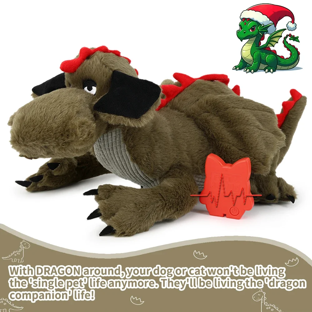 Juguete de latido del corazón para perro Fire Dragon, ayuda de entrenamiento comportamental para cachorros, peluche de ayuda para dormir, compañero de mascota, juguetes para perros inteligentes