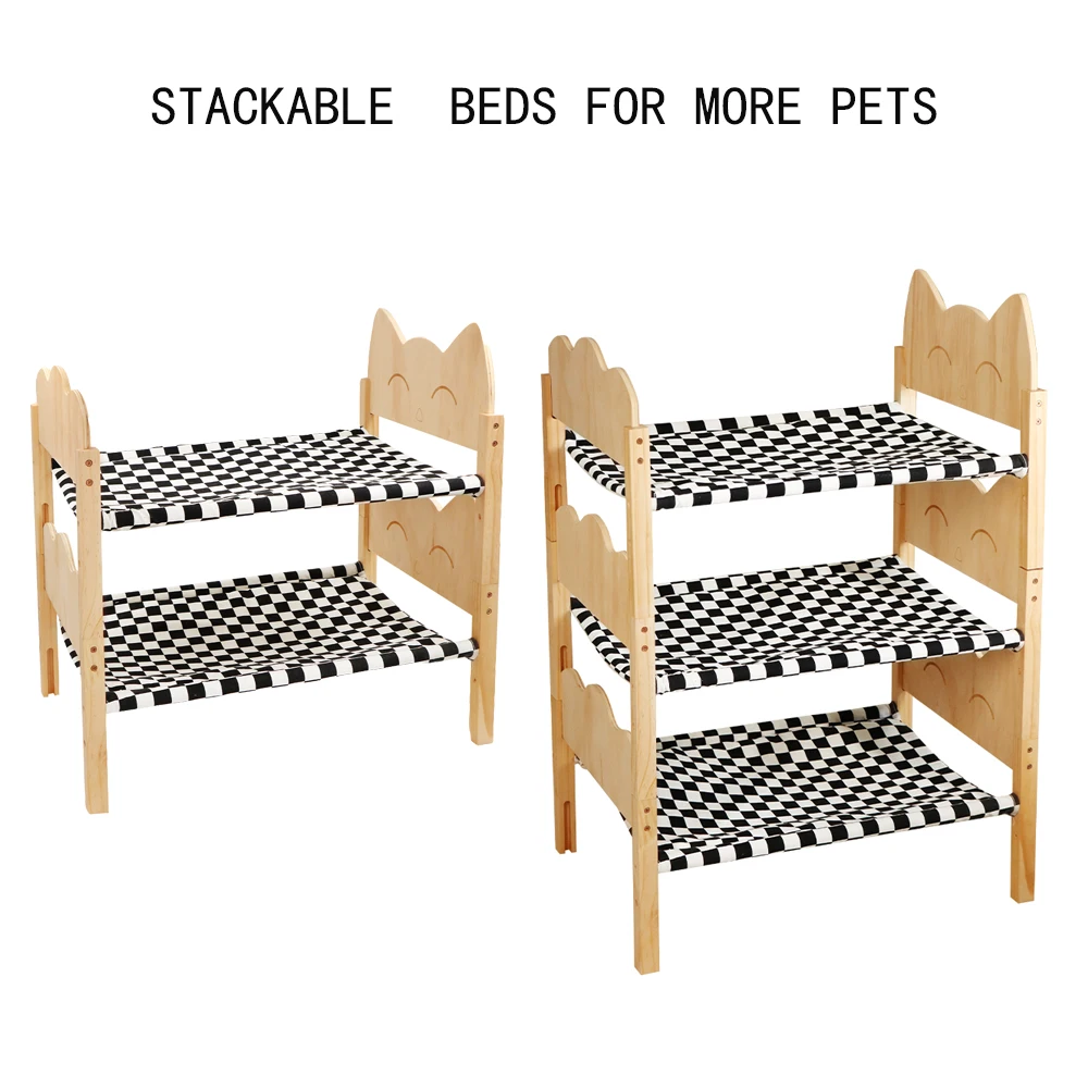 La hamaca de madera maciza para mascotas es plegable y se puede utilizar como cama para gatos de interior. Los muebles para mascotas pueden ser usados por cachorros. - imagen 4