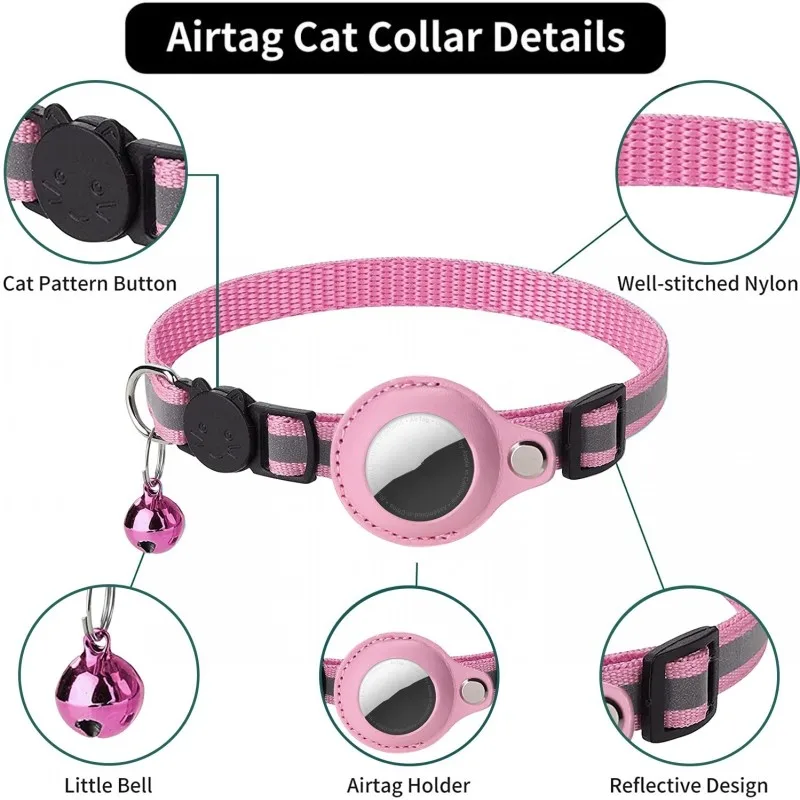 Funda para Apple Airtag, Collar con campana para perro y gato, localizador GPS, funda protectora reflectante para rastreador de etiquetas de aire, Collar Airtag para perro mascota - imagen 4