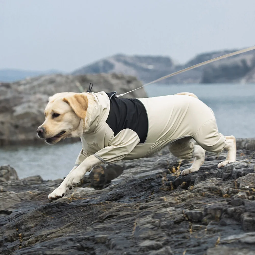 Chubasquero grande para perros al aire libre, ropa impermeable para perros de cuatro pies, chaqueta reflectante para mascotas, impermeable para Labrador Golden Retriever Shiba - imagen 3