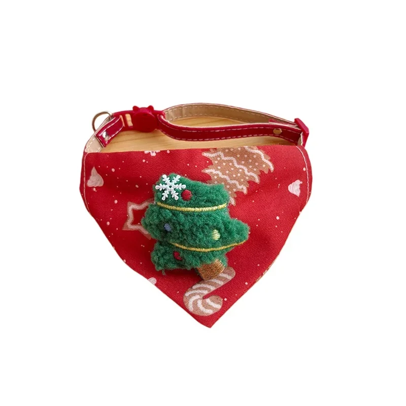 Toalla triangular navideña para mascotas, bufanda con estampado de ciervo de Papá Noel, Collar, tela duradera de primera calidad, babero decorativo para vacaciones, suministro para mascotas