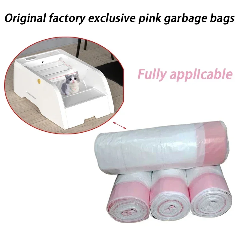 2 rollos de revestimientos de caja de arena para gatos inteligentes, bolsas de basura especiales para recoger caca, gatos, peces, bolsas de basura, basura de limpieza rosa, suministros para mascotas - imagen 2