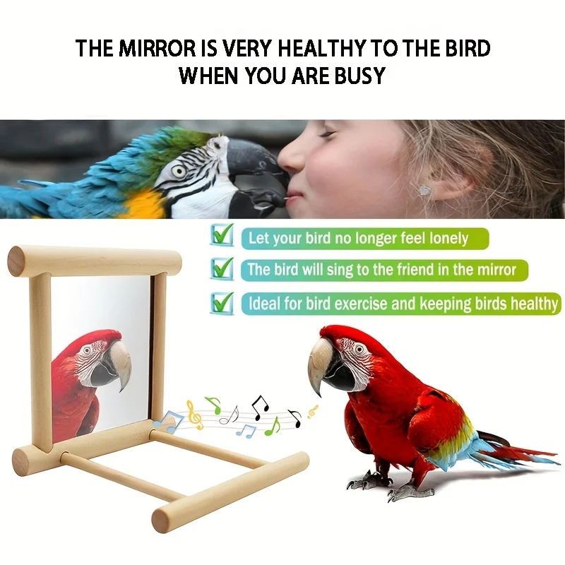 Soporte de espejo para loros, 1 unidad, adecuado para pájaros, jugar y perca en jaulas, accesorios para periquitos y otros loros. - imagen 3
