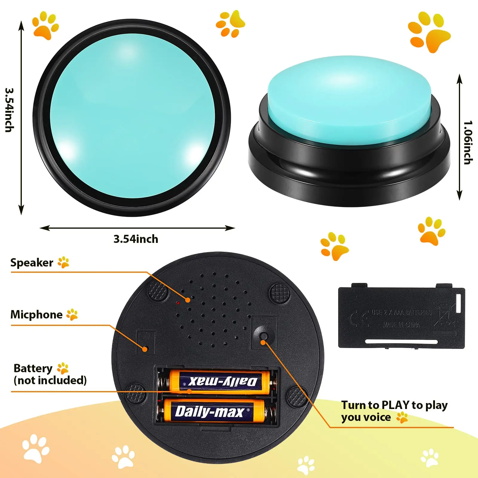 Botón de grabación personalizado para perro, 11 estilos para comunicación, botón de grabación de voz, zumbador de entrenamiento de mascotas, accesorios para perros - imagen 5