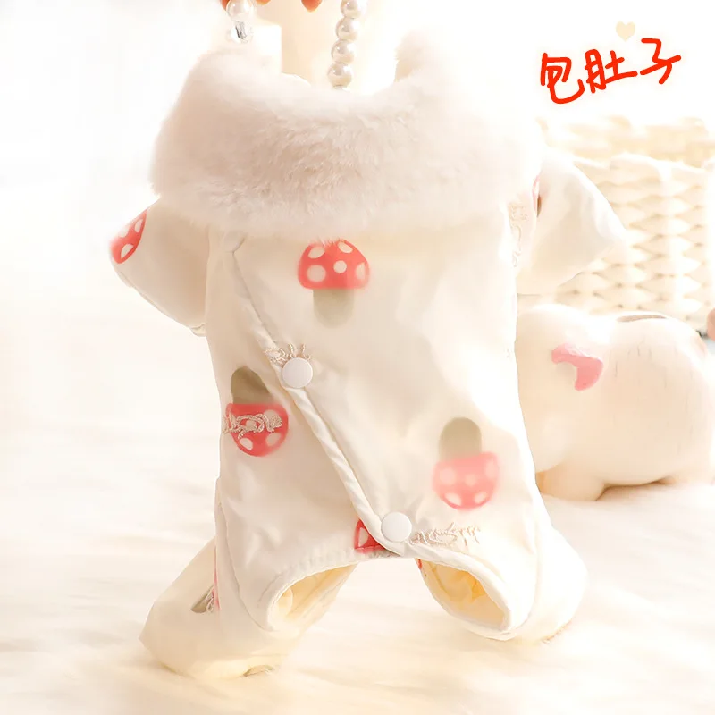 Mono de otoño e invierno para mascotas, abrigo para el vientre, peluche de princesa para perros pequeños, pantalones de cuatro patas, ropa para cachorros, pijamas para perros pequeños