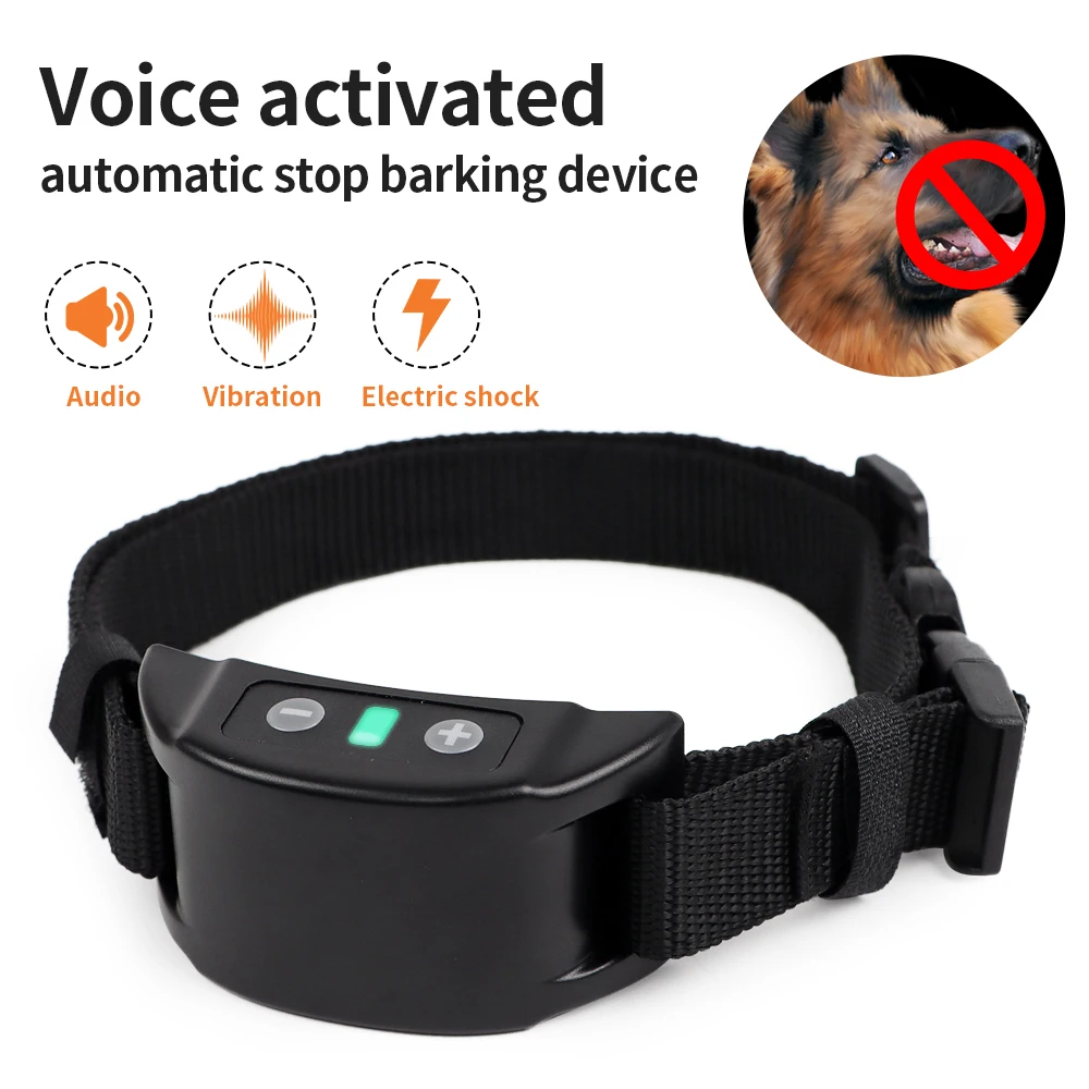 Dispositivo automático de parada de ladridos para perros, Collar eléctrico de entrenamiento para mascotas, valla ultrasónica ajustable, vibración de choque, entrenador para perros