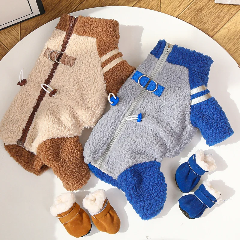 Mono de lana para perros, ropa de invierno para perros, abrigo cálido para mascotas, monos para perros, gatos, Chihuahua, ropa para salchicha, chaqueta para cachorros de cuatro patas