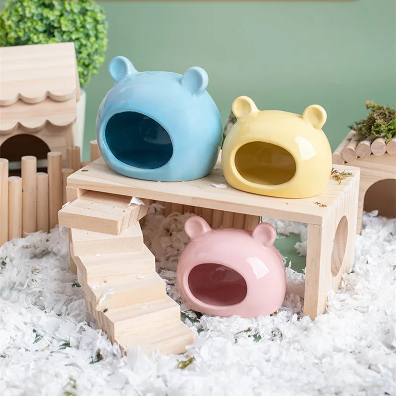 Esconderijo de animales pequeños, Chinchilla de cerámica, Mini cabana, jaula de cueva, accesorios para hámsteres enanos, gerbils y casa de hámster erizo - imagen 5