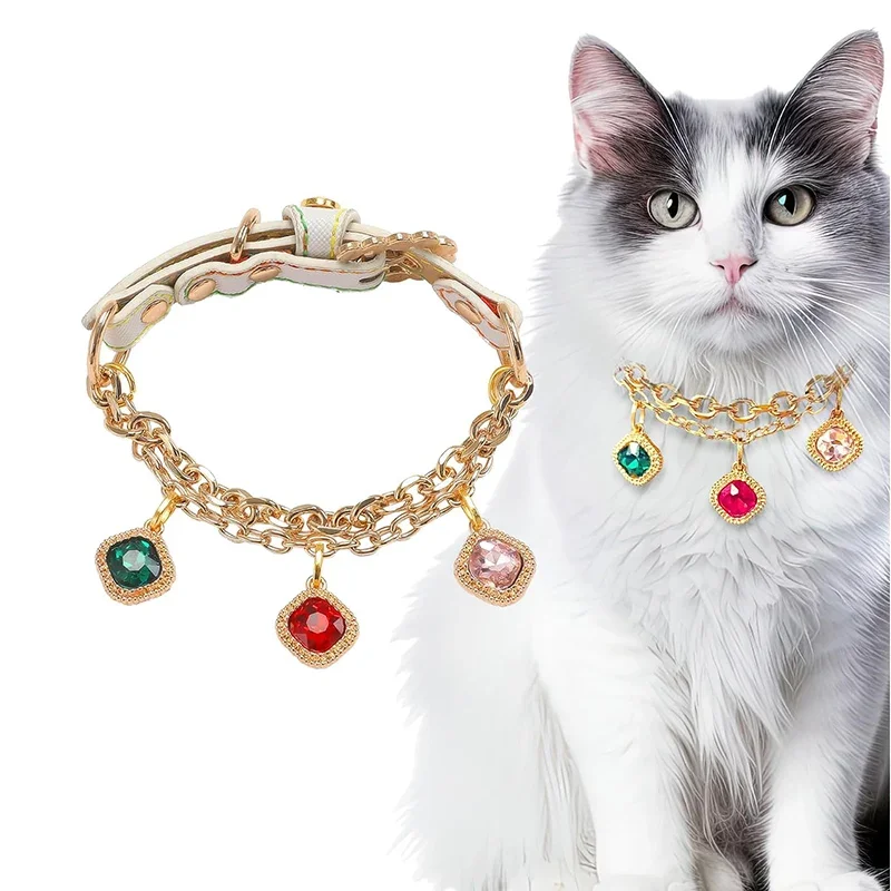 Collar para mascotas para perros pequeños, gatos, colgante de diamante ajustable, Collar para perro con borla, Collar para cachorro, regalo de boda y Día de San Valentín - imagen 4