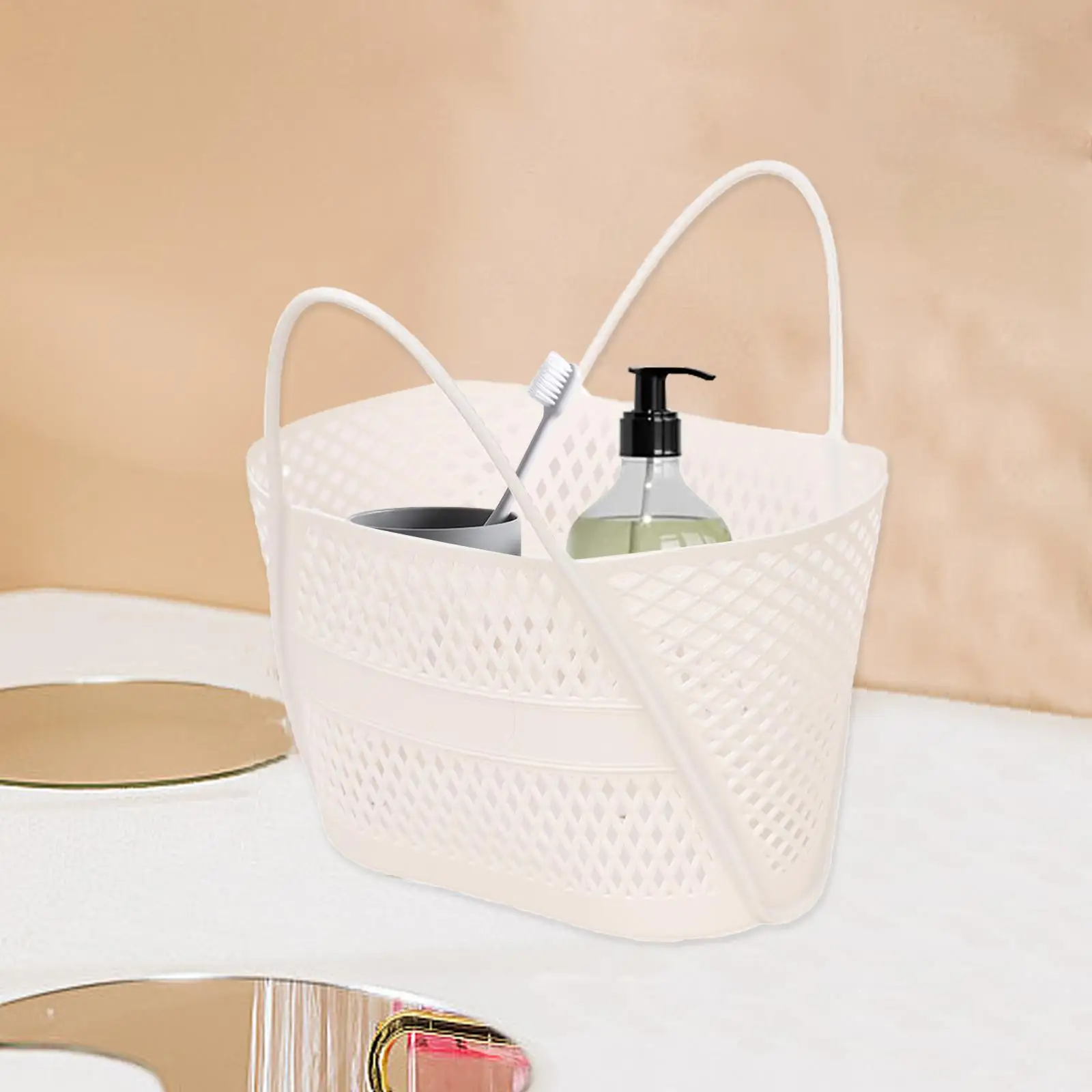 Shower Open Basket Breathable for Toiletries Hollow Storage Basket Portable Bathroom Basket for Home Kitchen Travel Hotel Dorm