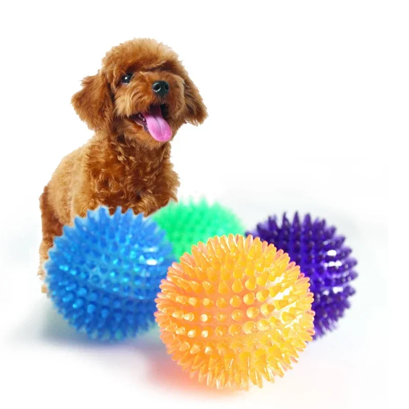Pet Dog Toys Cat Puppy Sounding Toy Polka Squeaky Tooth Cleaning Ball TPR Training Pet Teeth Chewing Toy Thorn Balls Accessories - imagen 3