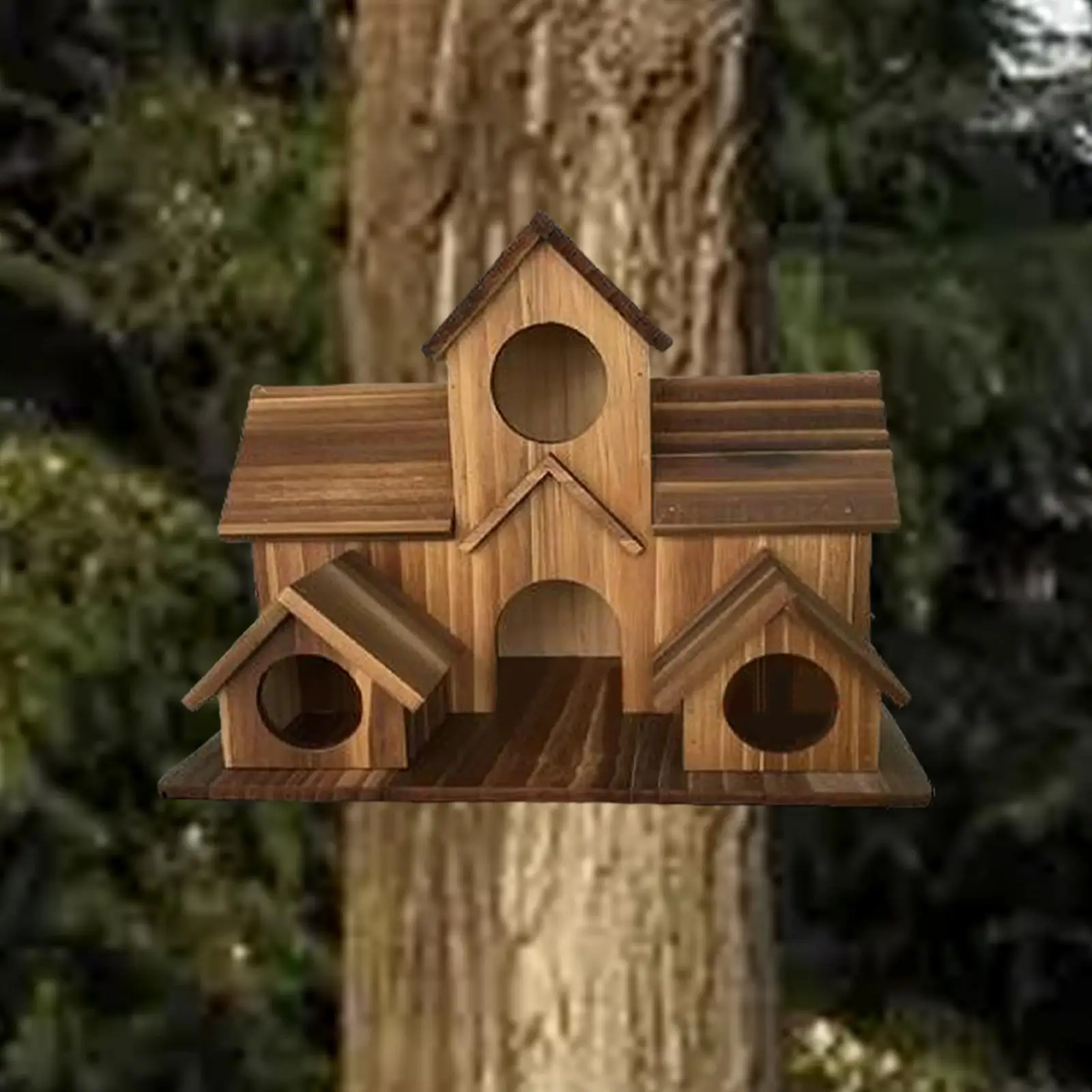 Wooden Bird House Hanging Hut Wrens Lovebird Patio Roosting Hummingbird Nest