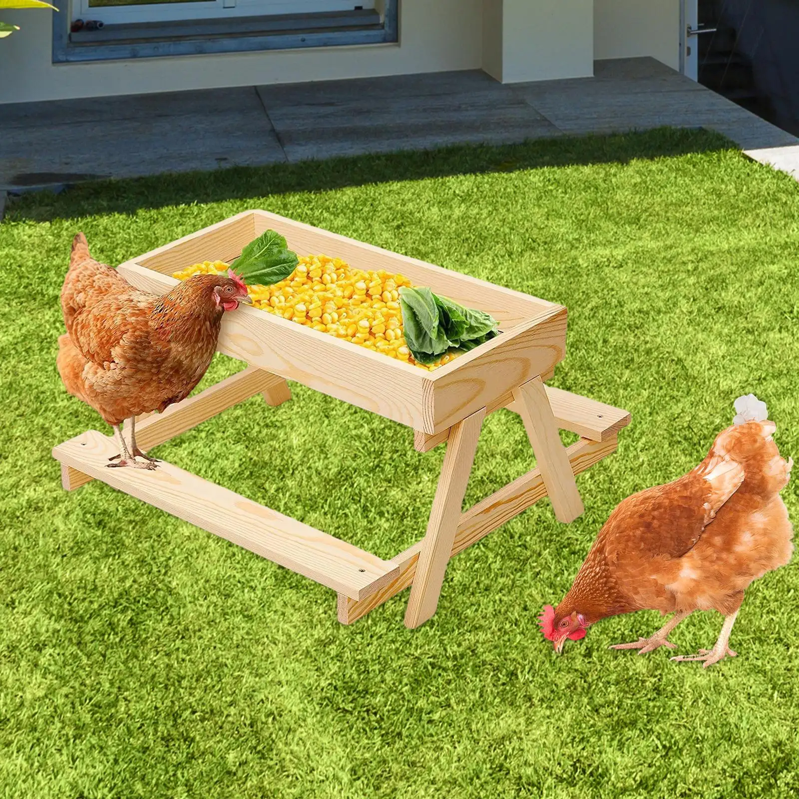 DIY Wooden Chicken Table Feeder Kit Sturdy Duck Feeder for Wild Bird