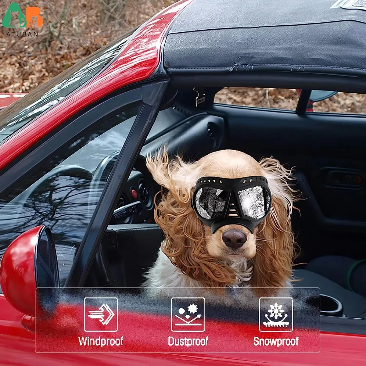 Gafas de sol para perros de raza pequeña, lentes a prueba de viento, UV, nieve, Hocico largo, máscara con marco suave, correas ajustables - imagen 4