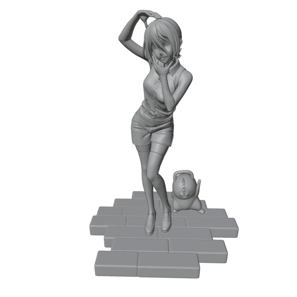 Estatua de anime impresa en 3D para gatos sin montar ni pintar