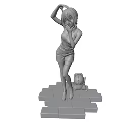 Estatua de anime impresa en 3D para gatos sin montar ni pintar