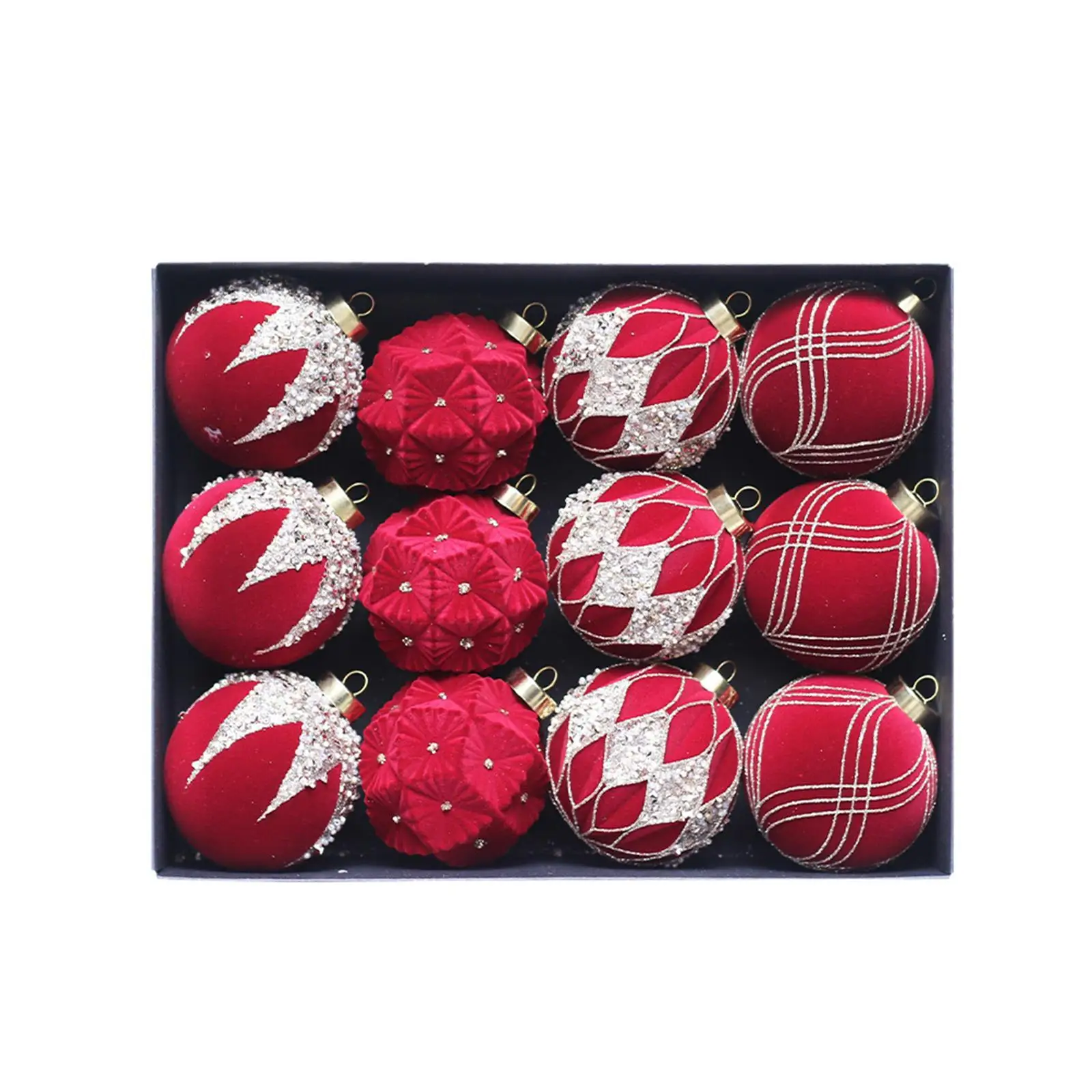 12x Velvet Christmas Balls Christmas Tree Decor Hanging Sturdy Decorative for Home Festivals Wedding Party Decorations