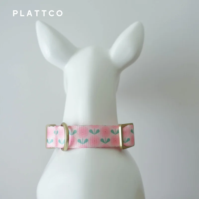 PLATTCO-Collar de nailon personalizado para perro, Collar de lujo para perros pequeños y grandes, con nombre, diente de león rosa, PDC356 - imagen 4