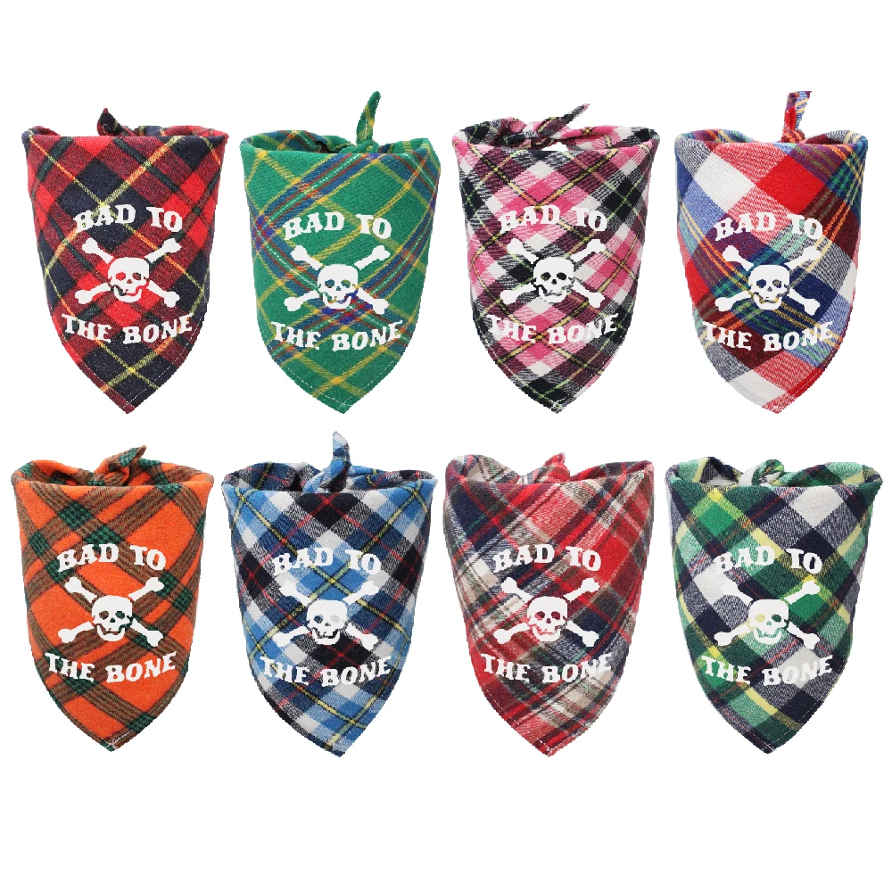 BAD TO THE BONE-Pañuelos para perros y gatos, regalo de algodón, Baberos Triangulares, bufanda, Collar, accesorios de advertencia para cachorros, babero triangular - imagen 2