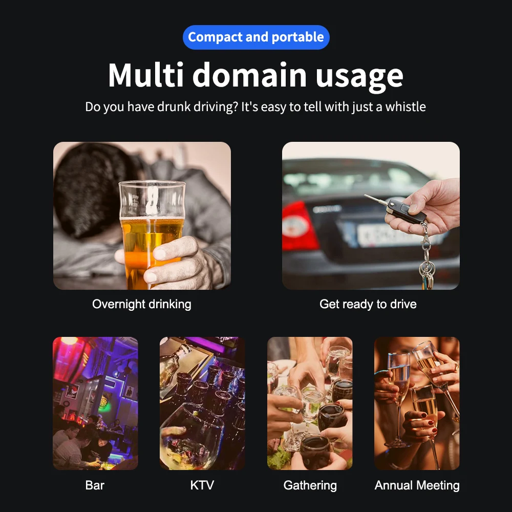 Alcoholímetro portátil de alta precisión, Detector de aliento de Alcohol Digital LCD, probador de Alcohol soplado, prueba de conducción en estado de borracho para fiesta en casa - imagen 2