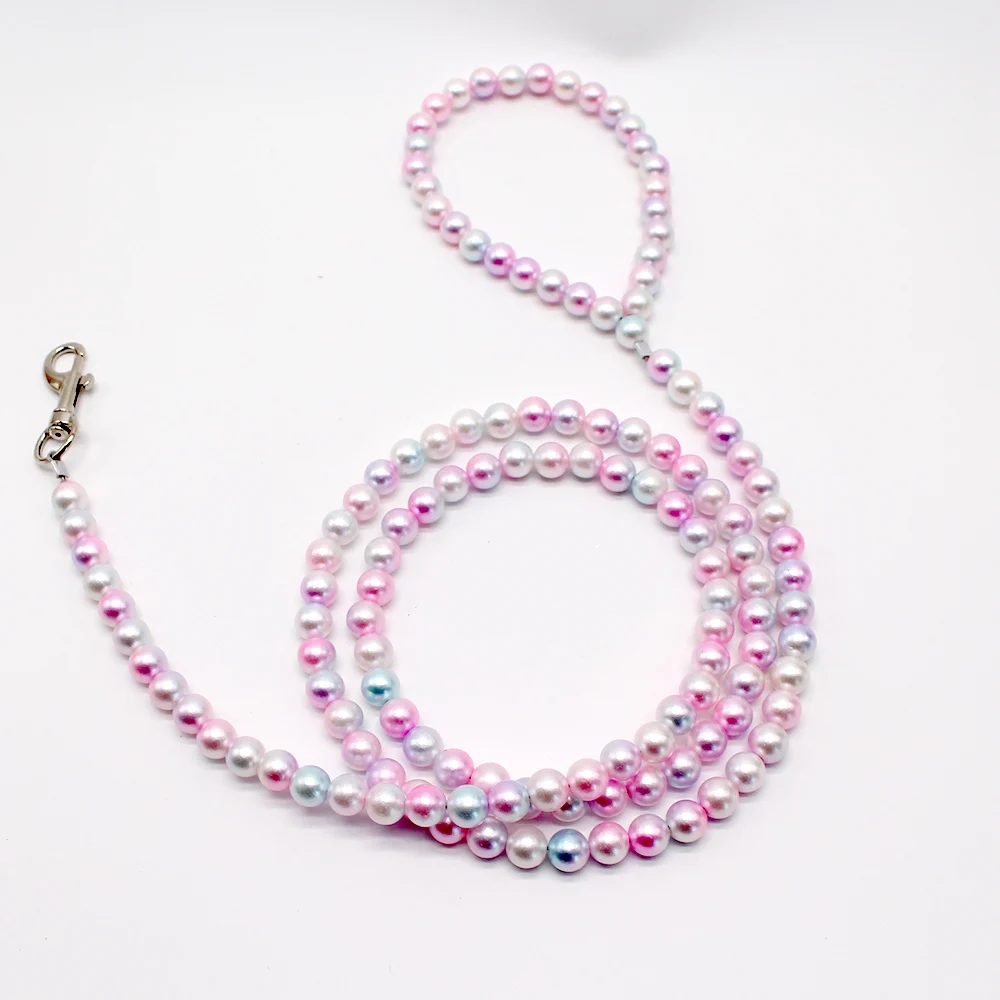 Correa personalizada con cuentas de perlas para perros y gatos, 120cm, 4 pies, plomo para perros pequeños y medianos, accesorios para fiestas de cumpleaños y bodas - imagen 2