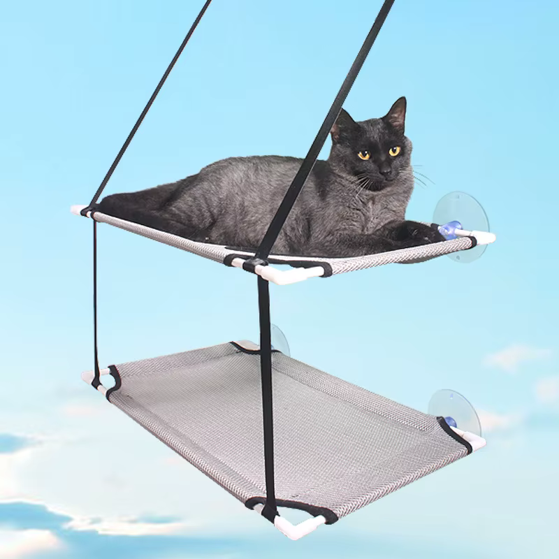Hamaca de ventana transpirable y lavable para gato con ventosas - imagen 2