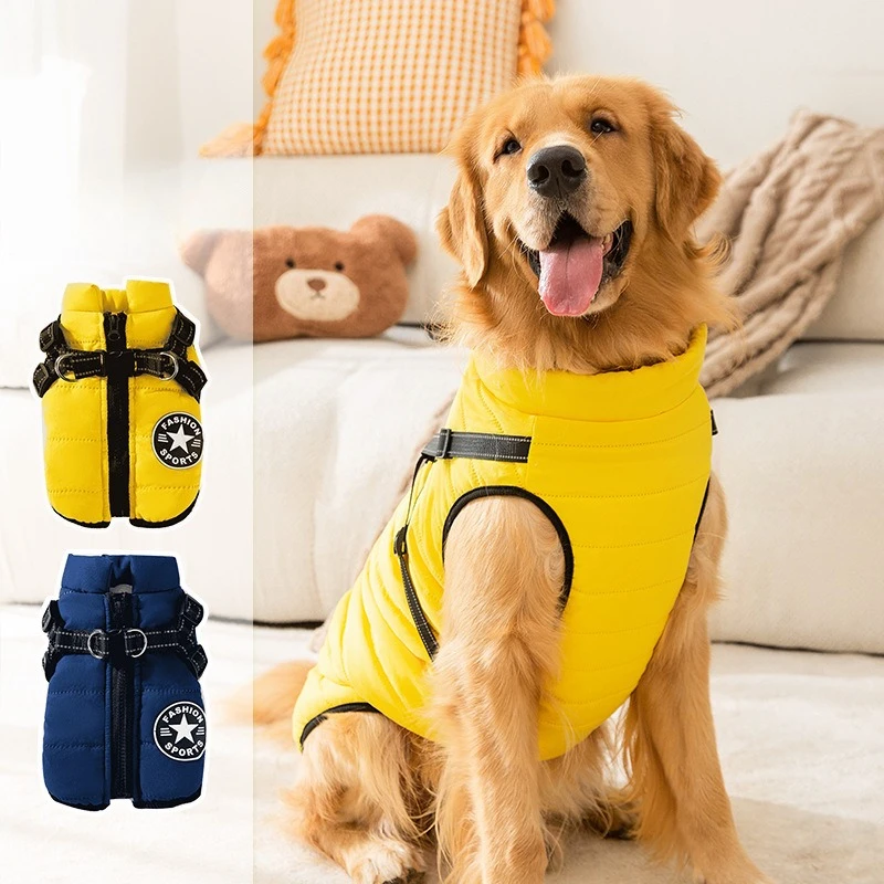 Ropa de invierno para perros, ropa para perros grandes de otoño, accesorios para mascotas, abrigo para mantener el calor, chaleco, correa para perros grandes, suministros para disfraces