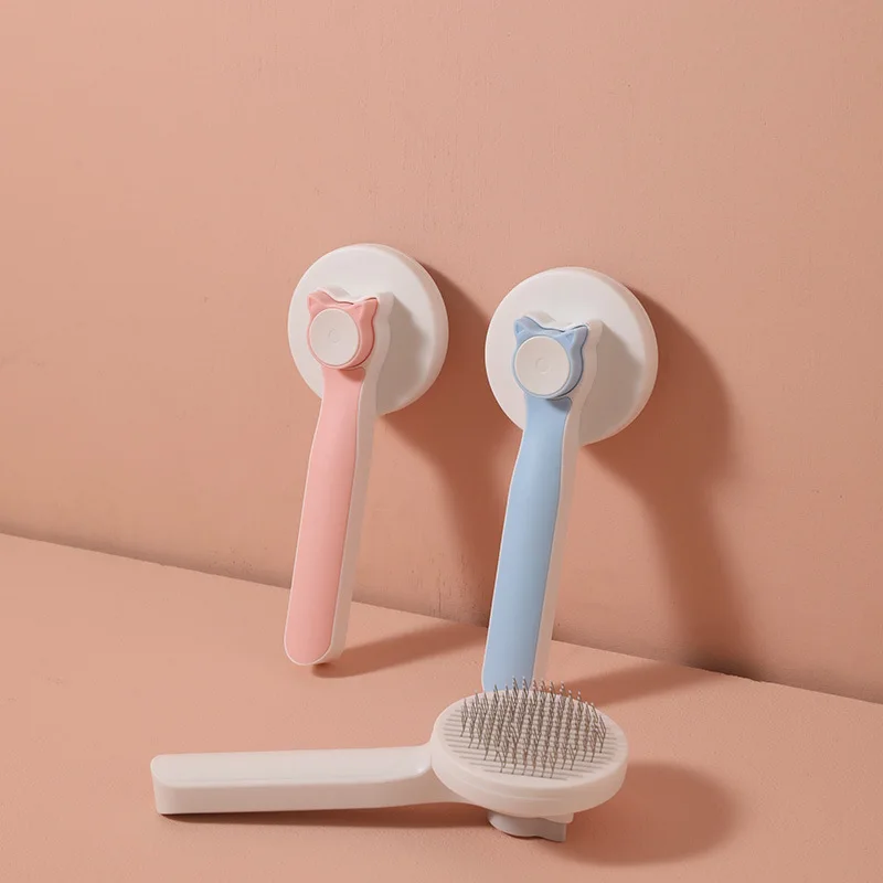 Peine para mascotas, limpieza de acero inoxidable, masaje, cepillo de depilación para perros, función de autolimpieza, cepillo de aseo - imagen 3