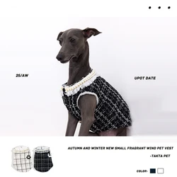 Chaleco a cuadros con perlas para perra – Ideal para Whippet y galgo italiano
