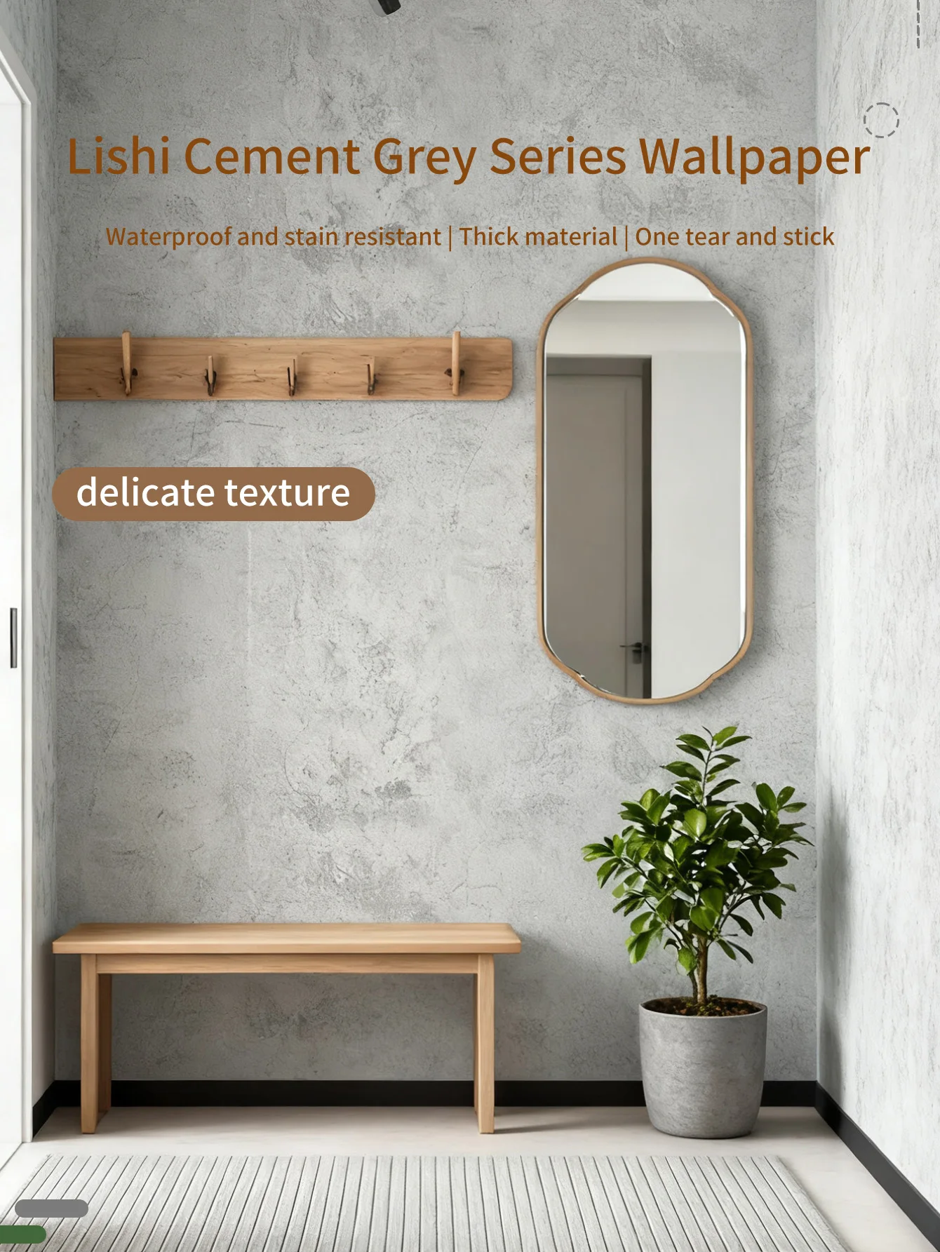 1 rollo de papel tapiz decorativo, papel tapiz impermeable de microcemento gris industrial autoadhesivo, adecuado para sala de estar, cocina, dormitorio, decoración de dormitorio y renovación de muebles - imagen 2