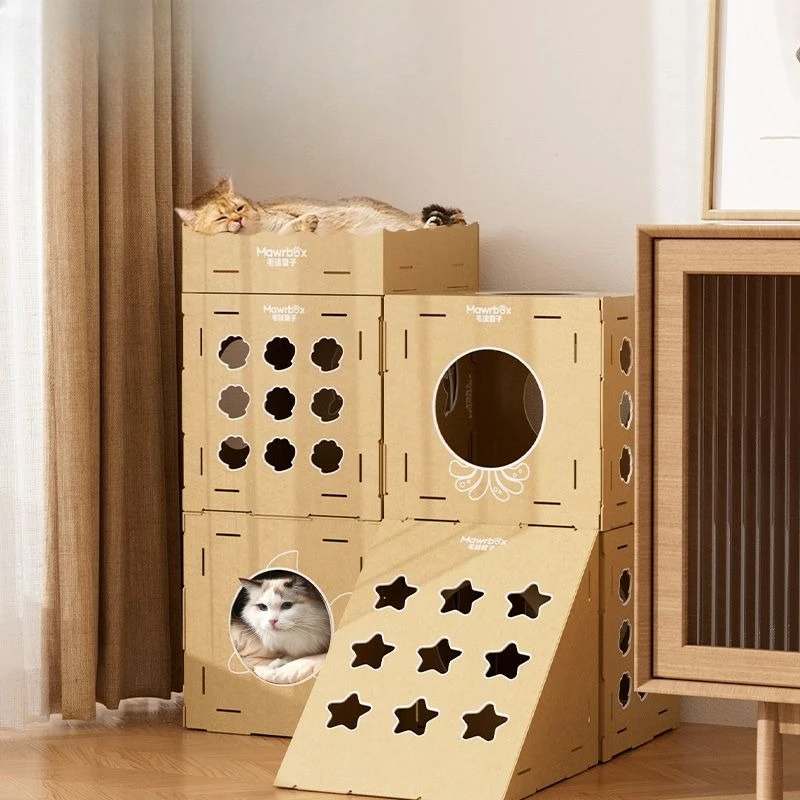Caja nido rascador para gatos de una pieza, doble capa, papel corrugado resistente al desgaste, juguetes para el hogar, productos para mascotas, accesorios para muebles - imagen 3